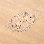 Een kleine wilde bloem baby meisje douche acryl uitnodigingen (Laagn)