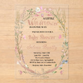 Een kleine wilde bloem baby meisje douche acryl uitnodigingen (Voorkant)