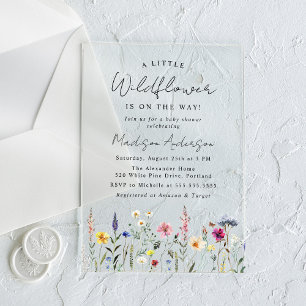 Een Kleine Wilde Bloem Baby Shower Acryl Uitnodigingen