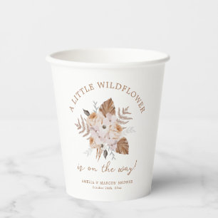 Een Kleine Wilde Bloem Baby Shower Boho Boeket Papieren Bekers