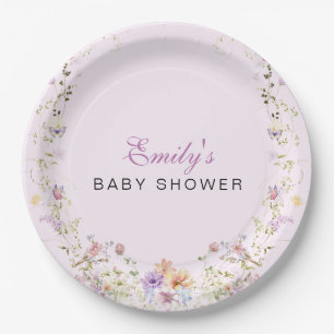 Een Kleine Wilde Bloem Baby Shower Papieren Bordje