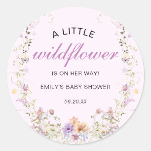 Een Kleine Wilde Bloem Baby Shower Ronde Sticker