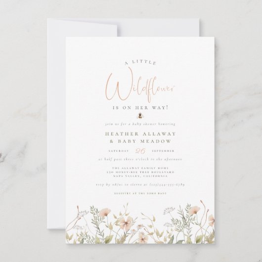 Een kleine wilde bloem, bijtend Boho Floral Baby s Kaart (Voorkant)