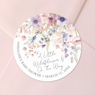 Een Kleine Wilde Bloem Bloemen Baby Shower Ronde Sticker
