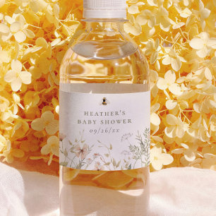 Een Kleine Wilde Bloem Boho Bij Meisje Baby Shower Waterfles Etiket