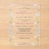 Een Kleine Wilde Bloem Boho Meisje Baby Shower Acryl Uitnodigingen (Voorkant)