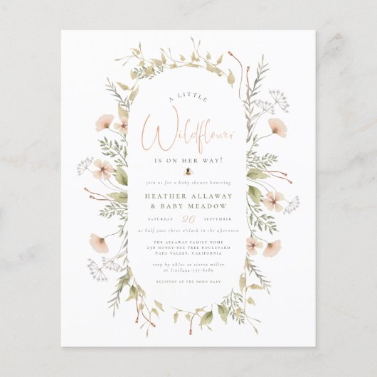 Een Kleine Wilde Bloem Boho Meisje Baby Shower Bud (Voorkant)