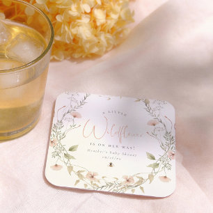 Een Kleine Wilde Bloem Boho Meisje Baby Shower Kartonnen Onderzetters