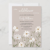 Een kleine wilde bloem daisy baby shower uitnodigi kaart (Voorkant)