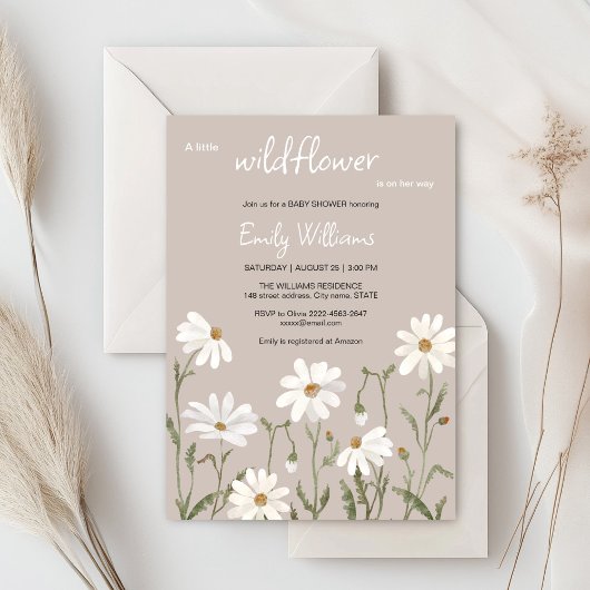 Een kleine wilde bloem daisy baby shower uitnodigi kaart