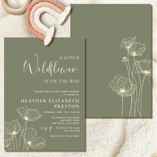 Een Kleine Wilde Bloem Elegante Salie Groene Baby  Kaart