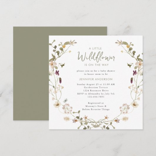 Een kleine wilde bloem is op weg naar Sage Baby sh Kaart (Voorkant / Achterkant)