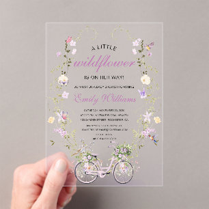Een Kleine Wilde Bloem Lente Baby Shower Acryl Uitnodigingen