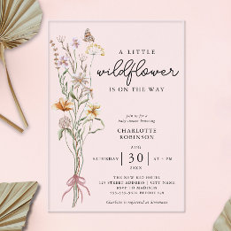 Een Kleine Wilde Bloem Meisje Baby Shower Acryl Uitnodigingen