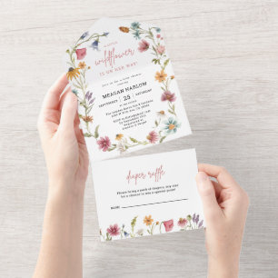 Een Kleine Wilde Bloem Meisje Baby Shower All In One Uitnodiging