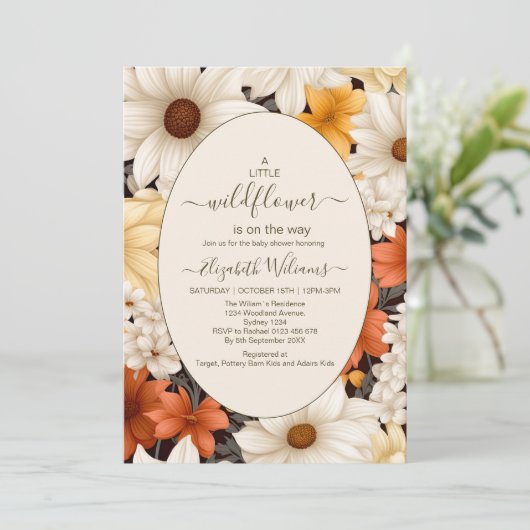 Een Kleine Wilde Bloem Meisje Baby Shower Kaart (Staand voorkant)