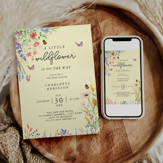 Een Kleine Wilde Bloem Meisje Baby Shower Kaart