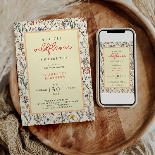 Een Kleine Wilde Bloem Meisje Baby Shower Kaart