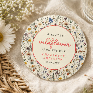 Een Kleine Wilde Bloem Meisje Baby Shower Ronde Kartonnen Onderzetter