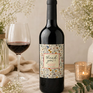 Een Kleine Wilde Bloem Meisje Baby Shower Wijn Etiket