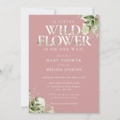 Een Kleine Wilde Bloem Roze Groene Meisje Baby Sho Kaart (Voorkant)