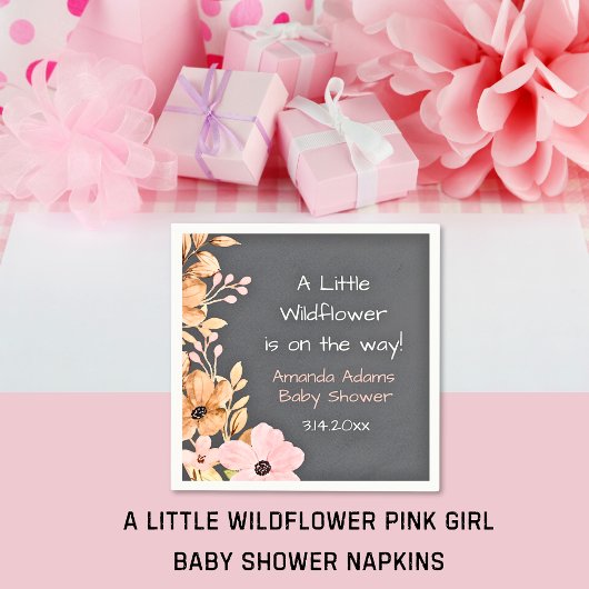 Een Kleine Wilde Bloem Roze Meisje Baby Shower Servet