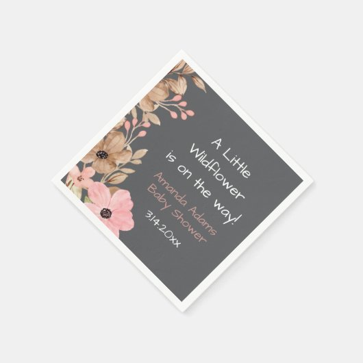 Een Kleine Wilde Bloem Roze Meisje Baby Shower Servet (Hoek)