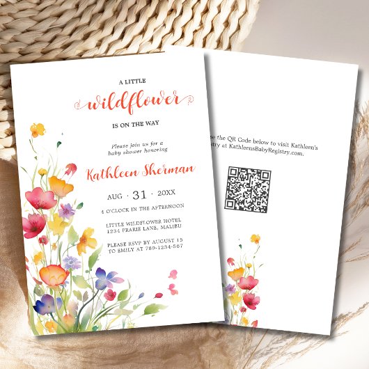 Een kleine wilde bloem Waterverf BOHO Baby shower Kaart