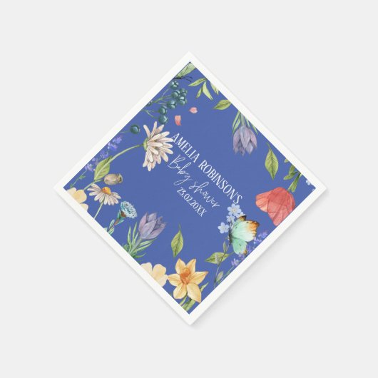 Een Kleine Wilde Bloemen Meisje Baby Shower Zwart Servet (Hoek)