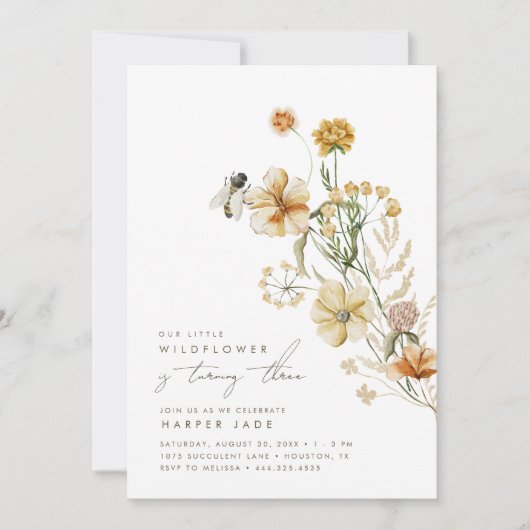 Een kleine Wilde-bloemenmeiden Floral Birthday Par Kaart (Voorkant)