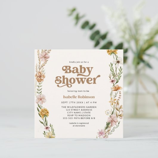 Een kleine Wilde Boho Natuur Theme Baby shower Kaart (Staand voorkant)