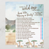 Een kleine Wilde die weet wie? Baby shower game (Voorkant / Achterkant)