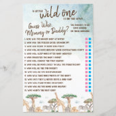 Een kleine Wilde die weet wie? Baby shower game (Voorkant)