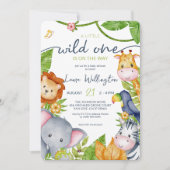 Een kleine wilde dierentuin Baby shower van een di Kaart (Voorkant)