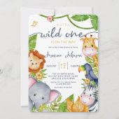 Een kleine wilde dierentuin Baby shower van een di Kaart (Voorkant)