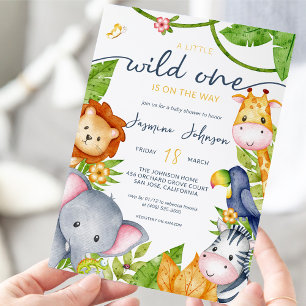Een kleine wilde dierentuin Baby shower van een di Kaart