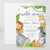 Een kleine wilde dierentuin Baby shower van een di Kaart (Voorkant / Achterkant)
