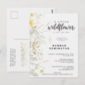 Een Kleine Wilde Gele Waterverf Baby Shower Briefkaart (Voorkant / Achterkant)