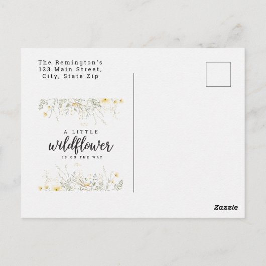 Een Kleine Wilde Gele Waterverf Baby Shower Briefkaart (Achterkant)