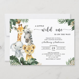 Een kleine wilde Oerwoud dieren Baby shower Kaart
