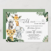 Een kleine wilde Oerwoud dieren Baby shower Kaart (Voorkant / Achterkant)
