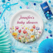 Een kleine Wildflower Baby Meisje baby shower Papieren Bordje (Feest)