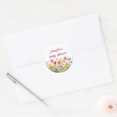 Een kleine Wildflower Baby Meisje baby shower Ronde Sticker (Envelop)
