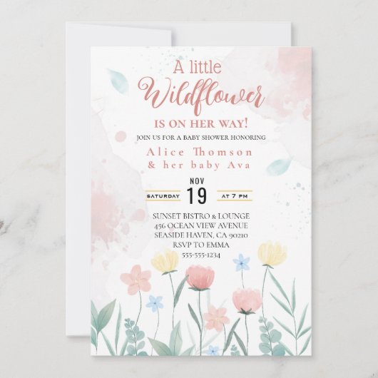 Een kleine wildflower baby shower uitnodiging (Voorkant)