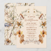 Een kleine Wildflower Elegant Boho Baby shower Kaart (Voorkant / Achterkant)