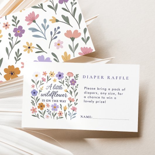 Een kleine Wildflower Luier Raffle Girl Baby showe Informatiekaartje