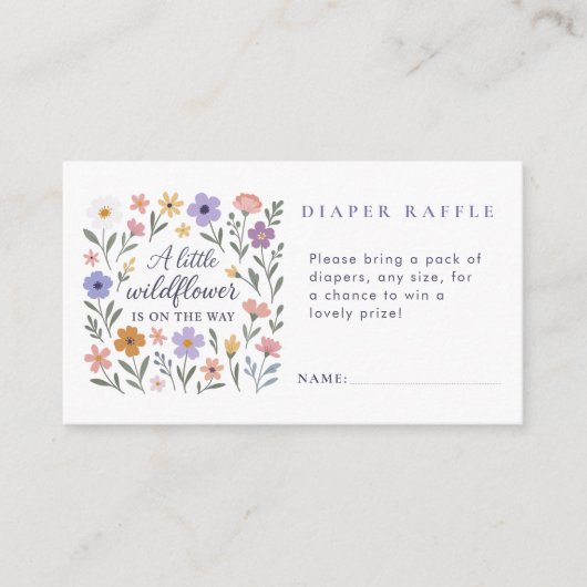 Een kleine Wildflower Luier Raffle Girl Baby showe Informatiekaartje (Voorkant)