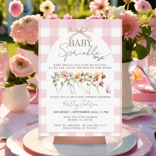Een kleine Wildflower meisje Bow Baby Sprinkle Kaart
