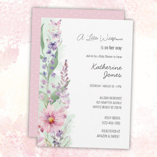 Een kleine Wildflower meisje Elegant Baby shower Kaart