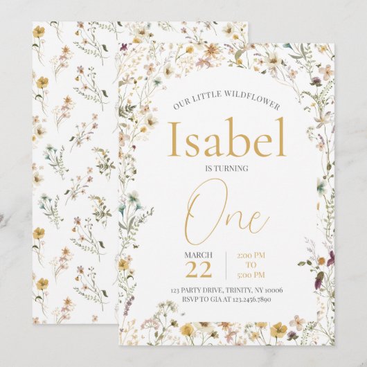 Een kleine Wildflower Verjaardag Kaart (Voorkant / Achterkant)